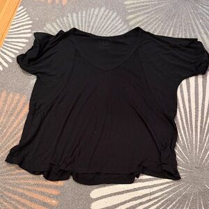 Free People Relaxed Black V-Neck Short Sleeve Tee Small